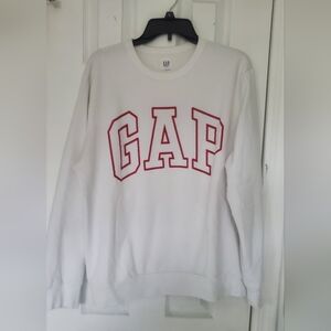 GAP White Crewneck Sweatshirt with Red Logo